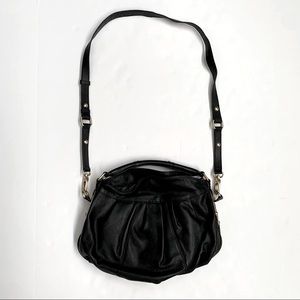Steven Black and Gold Leather Slouchy Hobo Bag